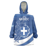 Personalized National Greek Flag Day Wearable Blanket Hoodie Elliniki Dimokratia