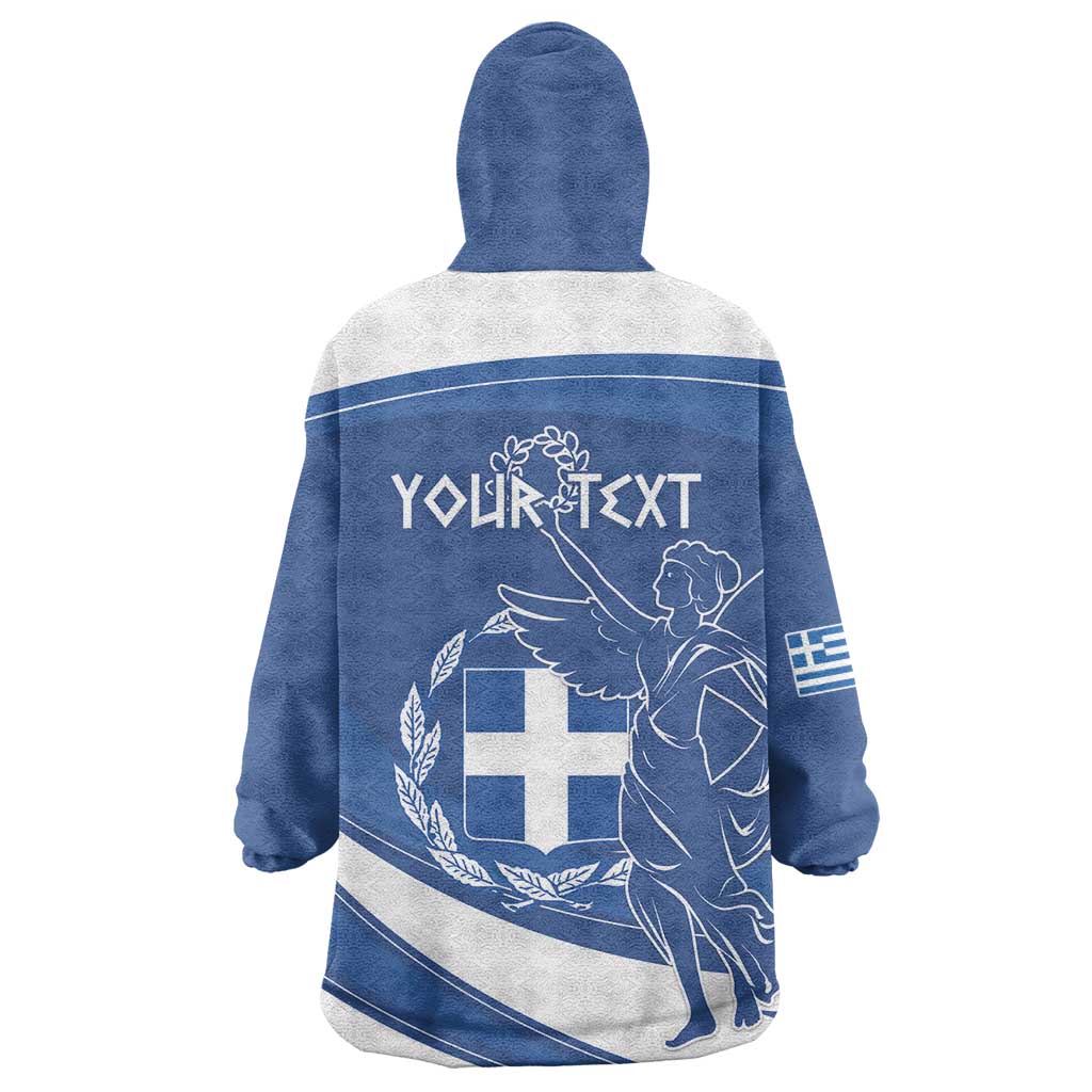 Personalized National Greek Flag Day Wearable Blanket Hoodie Elliniki Dimokratia