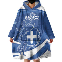 Personalized National Greek Flag Day Wearable Blanket Hoodie Elliniki Dimokratia
