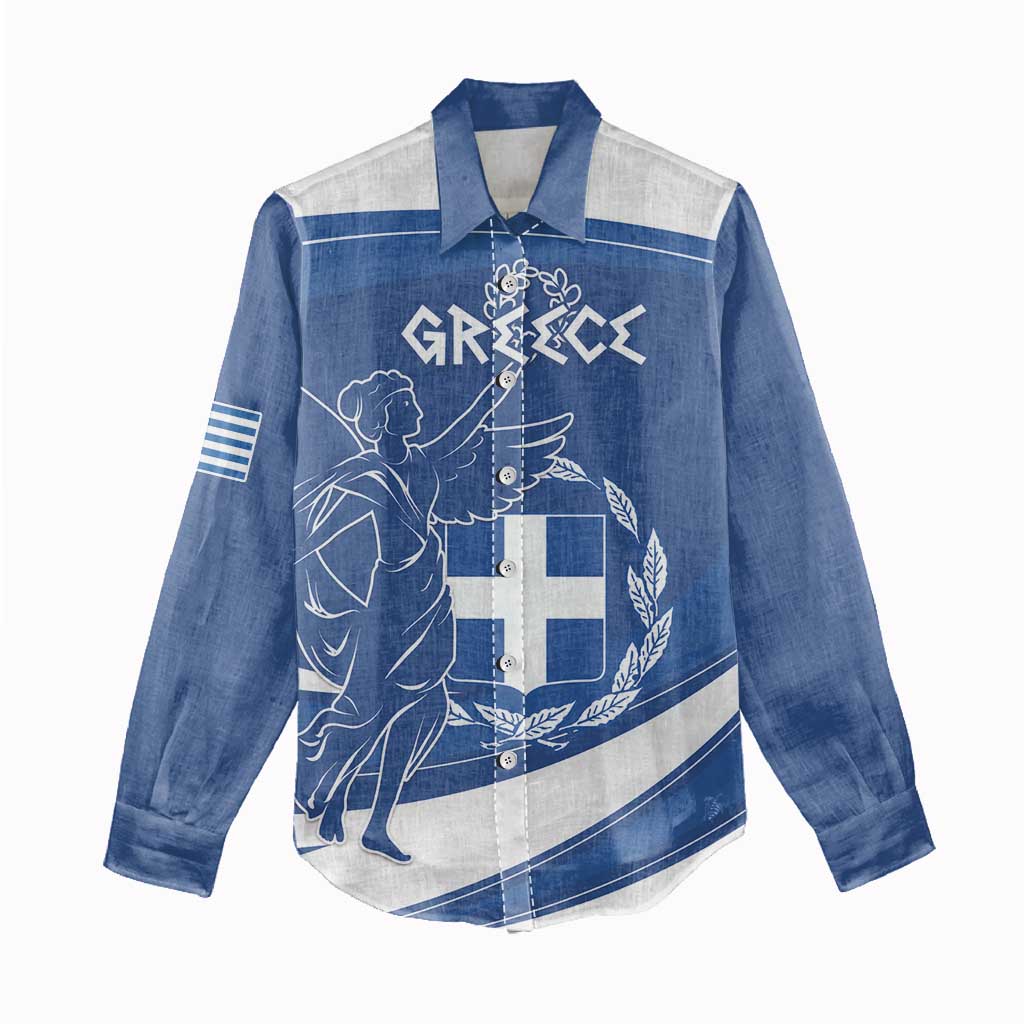 Personalized National Greek Flag Day Women Casual Shirt Elliniki Dimokratia