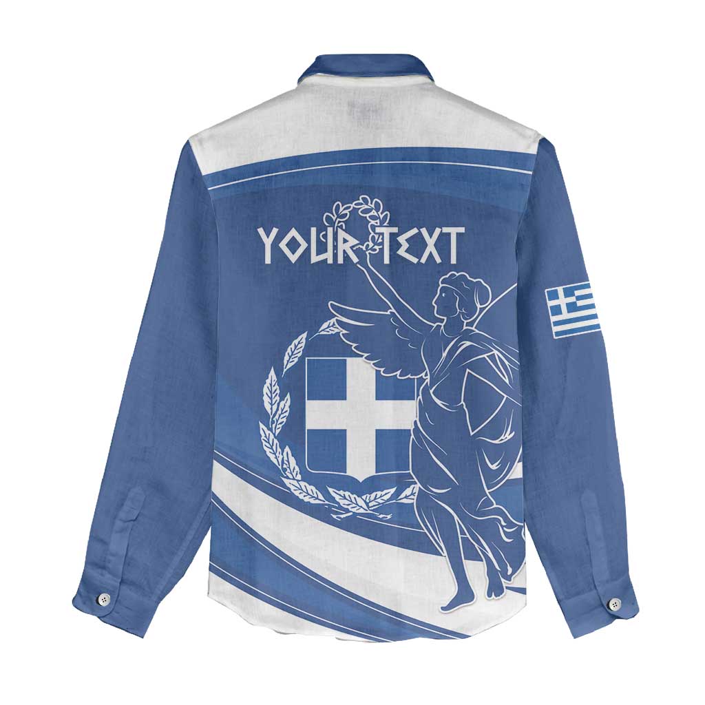 Personalized National Greek Flag Day Women Casual Shirt Elliniki Dimokratia