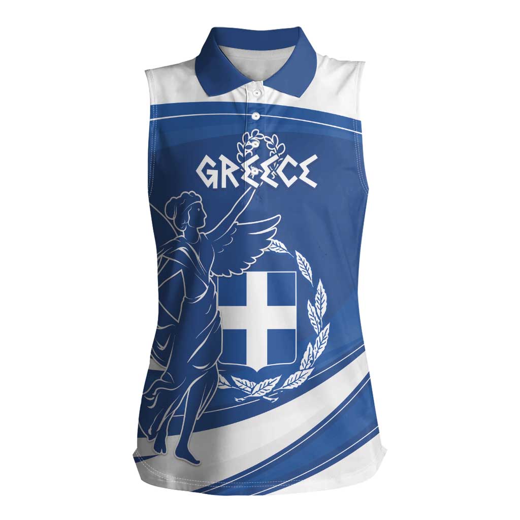 Personalized National Greek Flag Day Women Sleeveless Polo Shirt Elliniki Dimokratia
