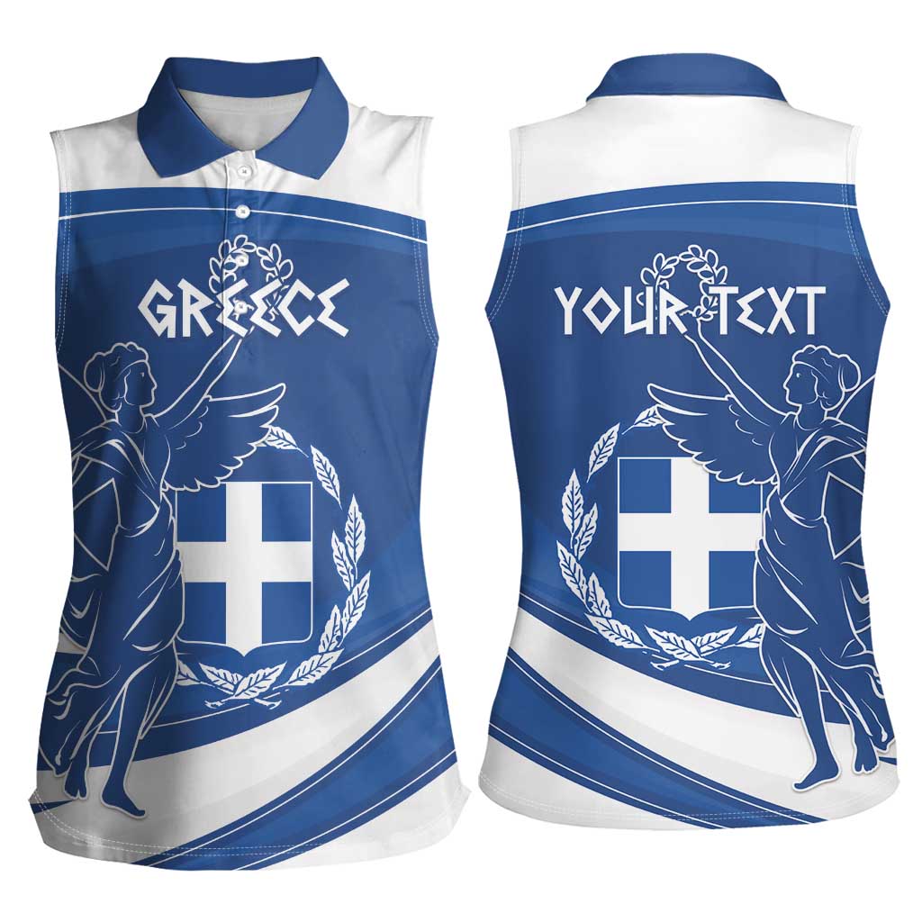 Personalized National Greek Flag Day Women Sleeveless Polo Shirt Elliniki Dimokratia