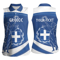 Personalized National Greek Flag Day Women Sleeveless Polo Shirt Elliniki Dimokratia