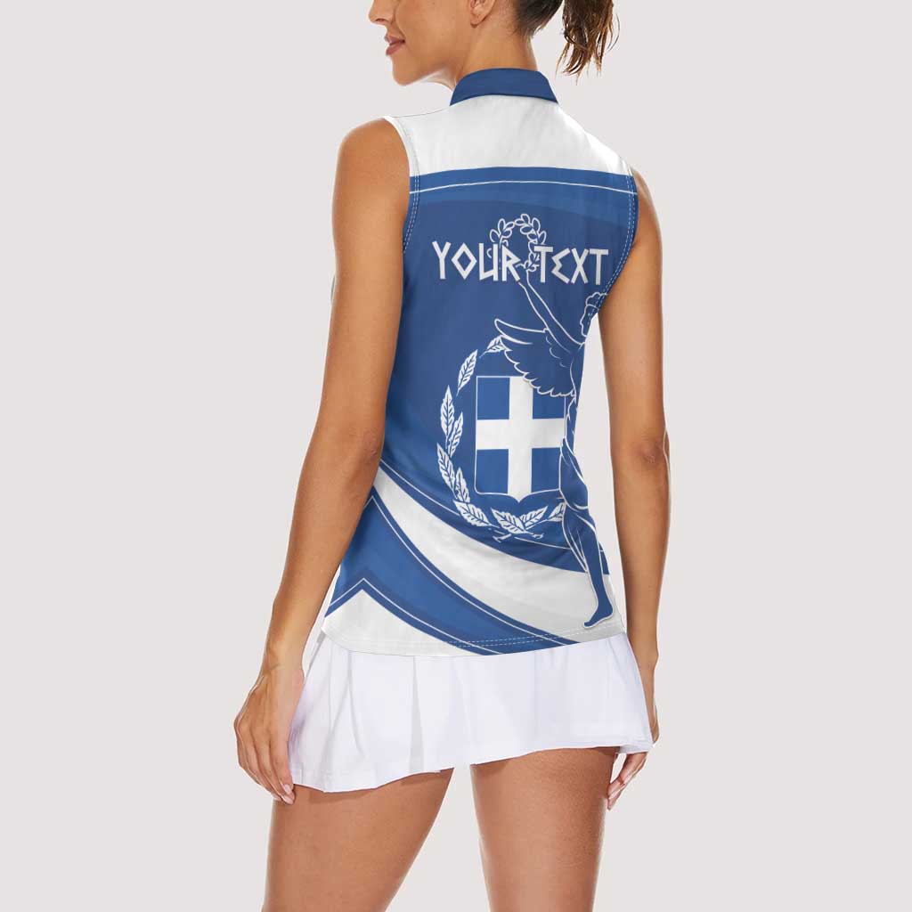 Personalized National Greek Flag Day Women Sleeveless Polo Shirt Elliniki Dimokratia