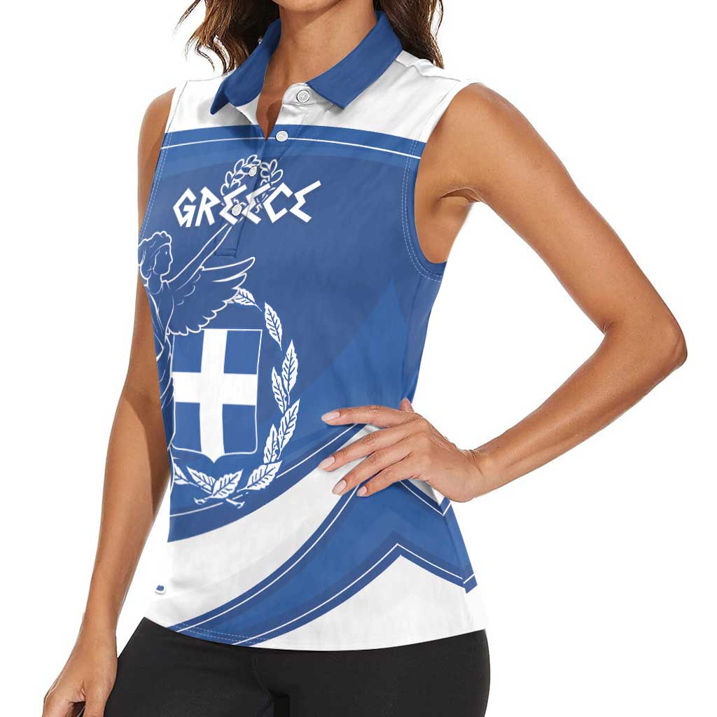Personalized National Greek Flag Day Women Sleeveless Polo Shirt Elliniki Dimokratia