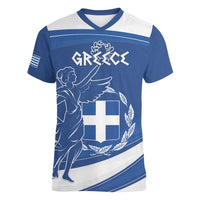 Personalized National Greek Flag Day Women V-Neck T-Shirt Elliniki Dimokratia