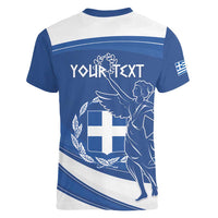 Personalized National Greek Flag Day Women V-Neck T-Shirt Elliniki Dimokratia
