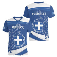Personalized National Greek Flag Day Women V-Neck T-Shirt Elliniki Dimokratia