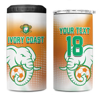 Custom Ivory Coast Football 4 in 1 Can Cooler Tumbler Proud Elephant Fan Edition