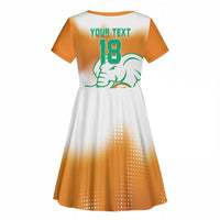 Custom Ivory Coast Football Kid Short Sleeve Dress Proud Elephant Fan Edition