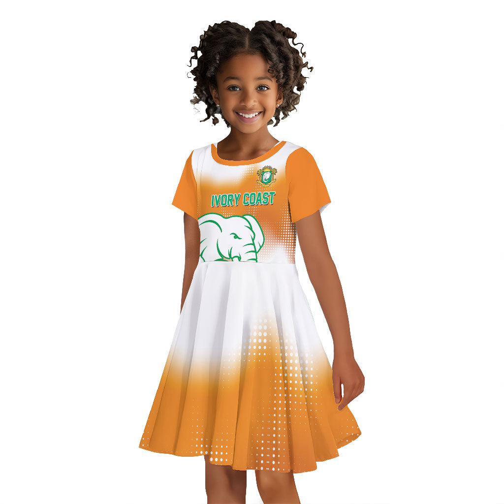 Custom Ivory Coast Football Kid Short Sleeve Dress Proud Elephant Fan Edition
