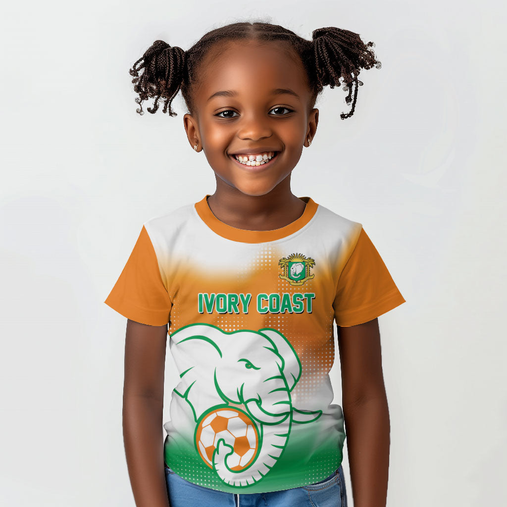 Custom Ivory Coast Football Kid T shirt Proud Elephant Fan Edition