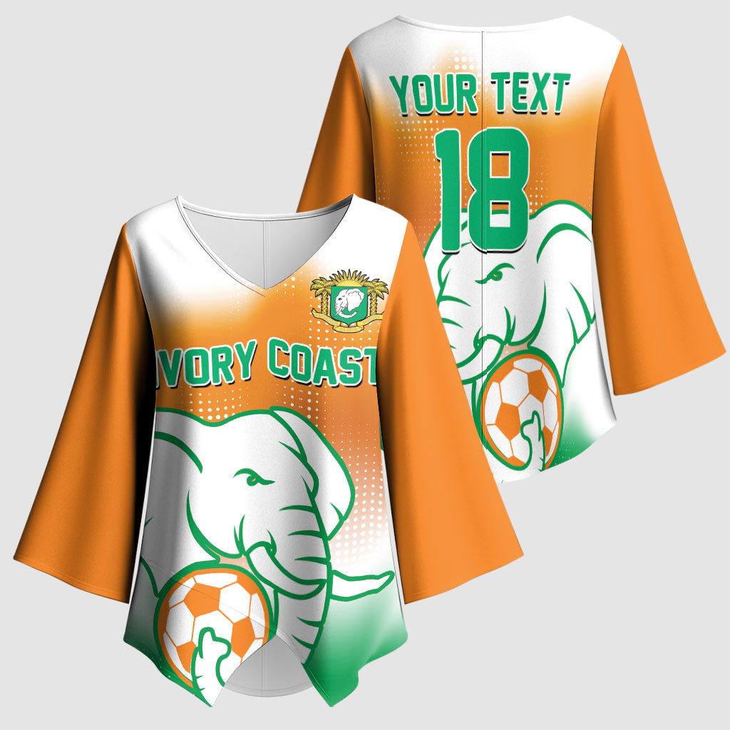 Custom Ivory Coast Football Kimono Sleeve Blouse Proud Elephant Fan Edition