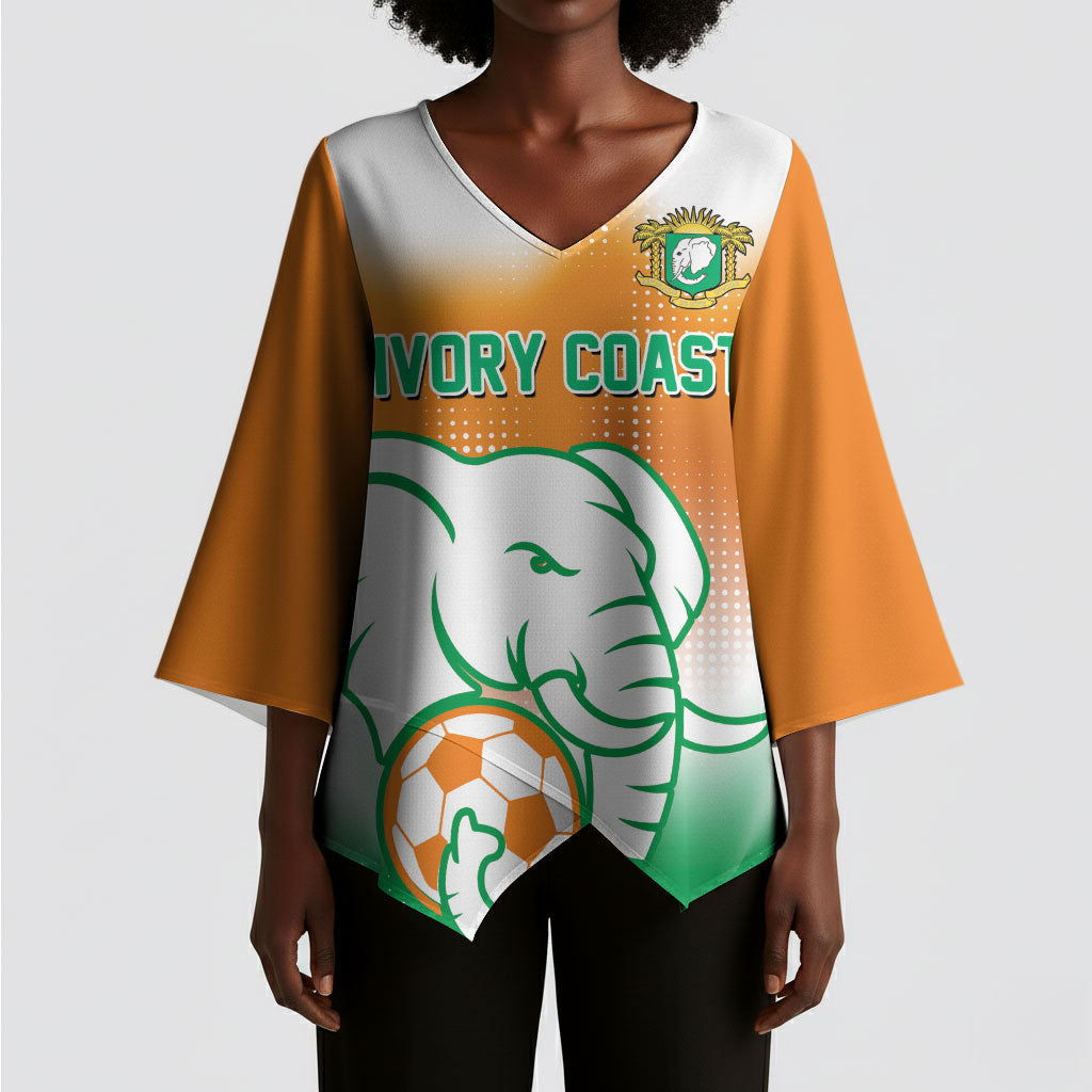 Custom Ivory Coast Football Kimono Sleeve Blouse Proud Elephant Fan Edition