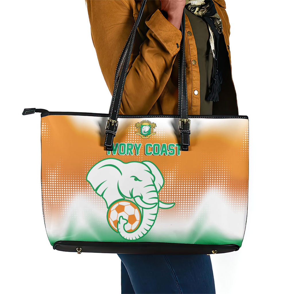 Ivory Coast Football Leather Tote Bag Proud Elephant Fan Edition