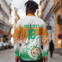 Custom Ivory Coast Football Long Sleeve Button Shirt Proud Elephant Fan Edition