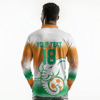 Custom Ivory Coast Football Long Sleeve Polo Shirt Proud Elephant Fan Edition