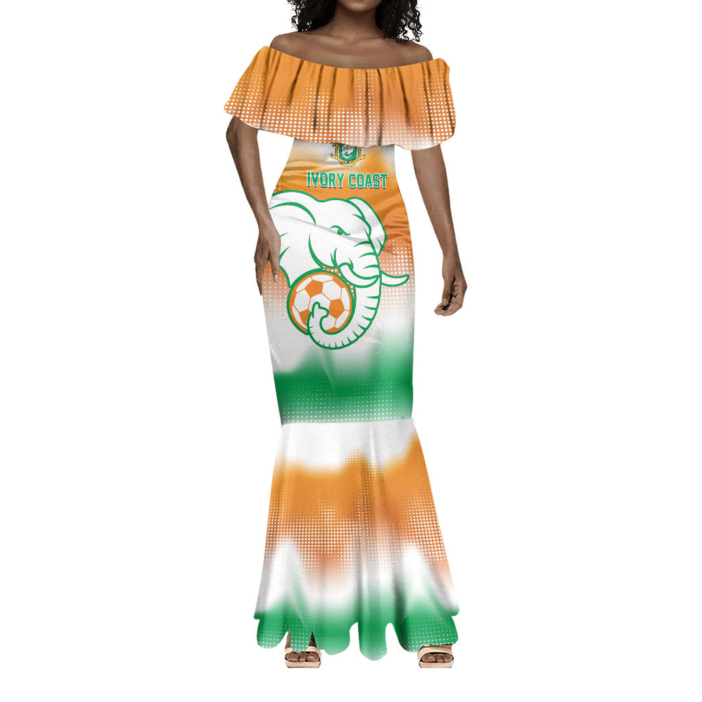 Custom Ivory Coast Football Mermaid Dress Proud Elephant Fan Edition