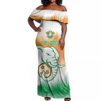 Custom Ivory Coast Football Off Shoulder Maxi Dress Proud Elephant Fan Edition
