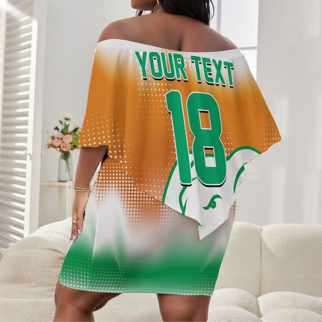 Custom Ivory Coast Football Off Shoulder Short Dress Proud Elephant Fan Edition