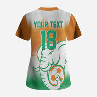 Custom Ivory Coast Football Scrub Top Proud Elephant Fan Edition