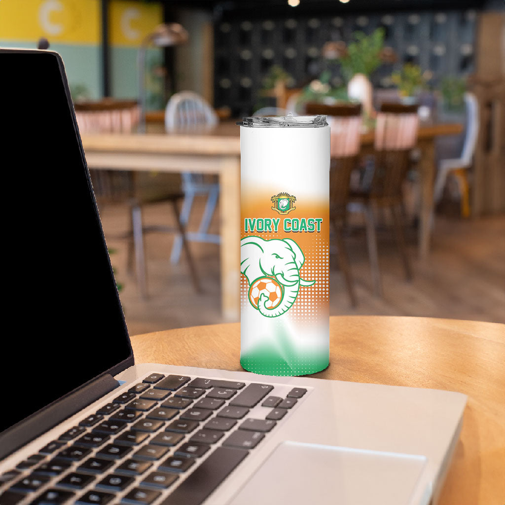 Custom Ivory Coast Football Skinny Tumbler Proud Elephant Fan Edition