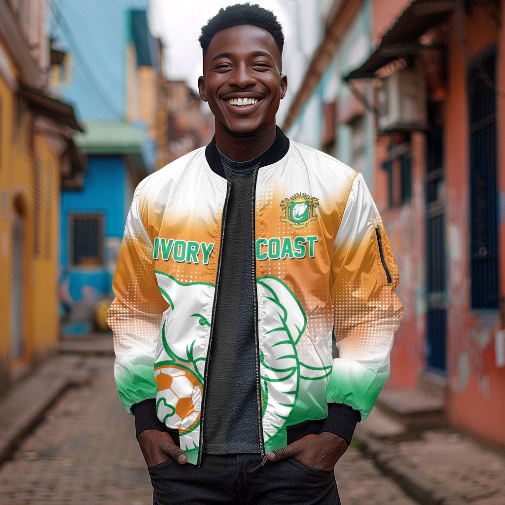 Custom Ivory Coast Football Sleeve Zip Bomber Jacket Proud Elephant Fan Edition