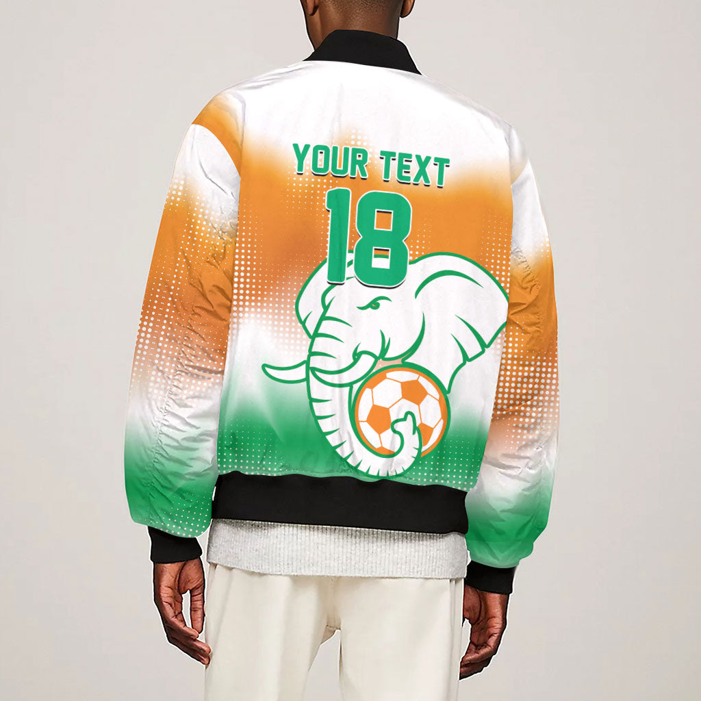 Custom Ivory Coast Football Sleeve Zip Bomber Jacket Proud Elephant Fan Edition