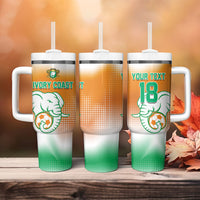Custom Ivory Coast Football Tumbler With Handle Proud Elephant Fan Edition