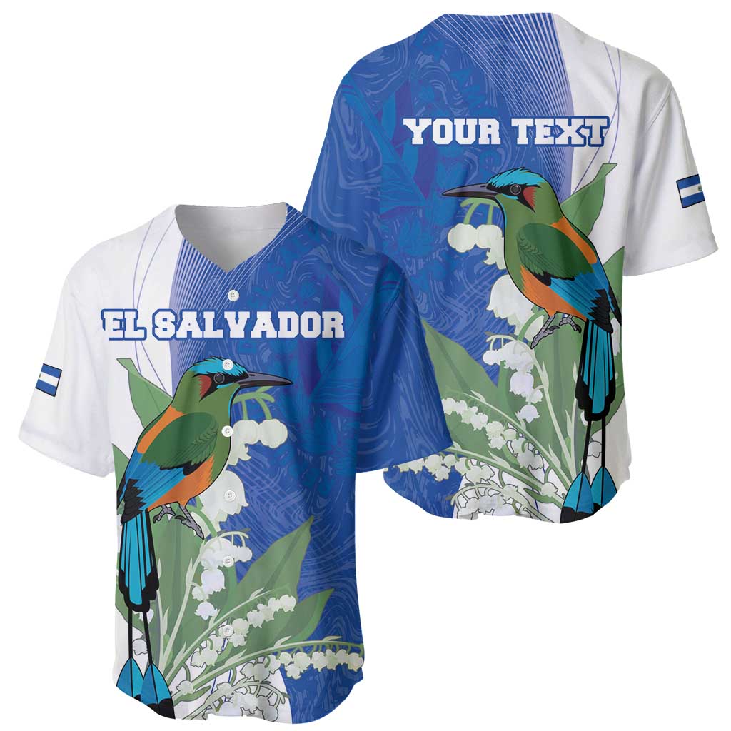 Personalized El Salvador Turquoise Browed Motmot Baseball Jersey With Yucca Flowers - Wonder Print Shop