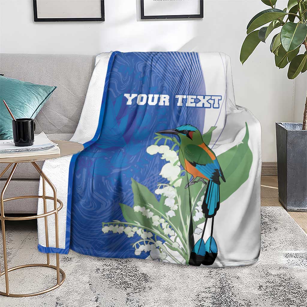 Personalized El Salvador Turquoise Browed Motmot Blanket With Yucca Flowers