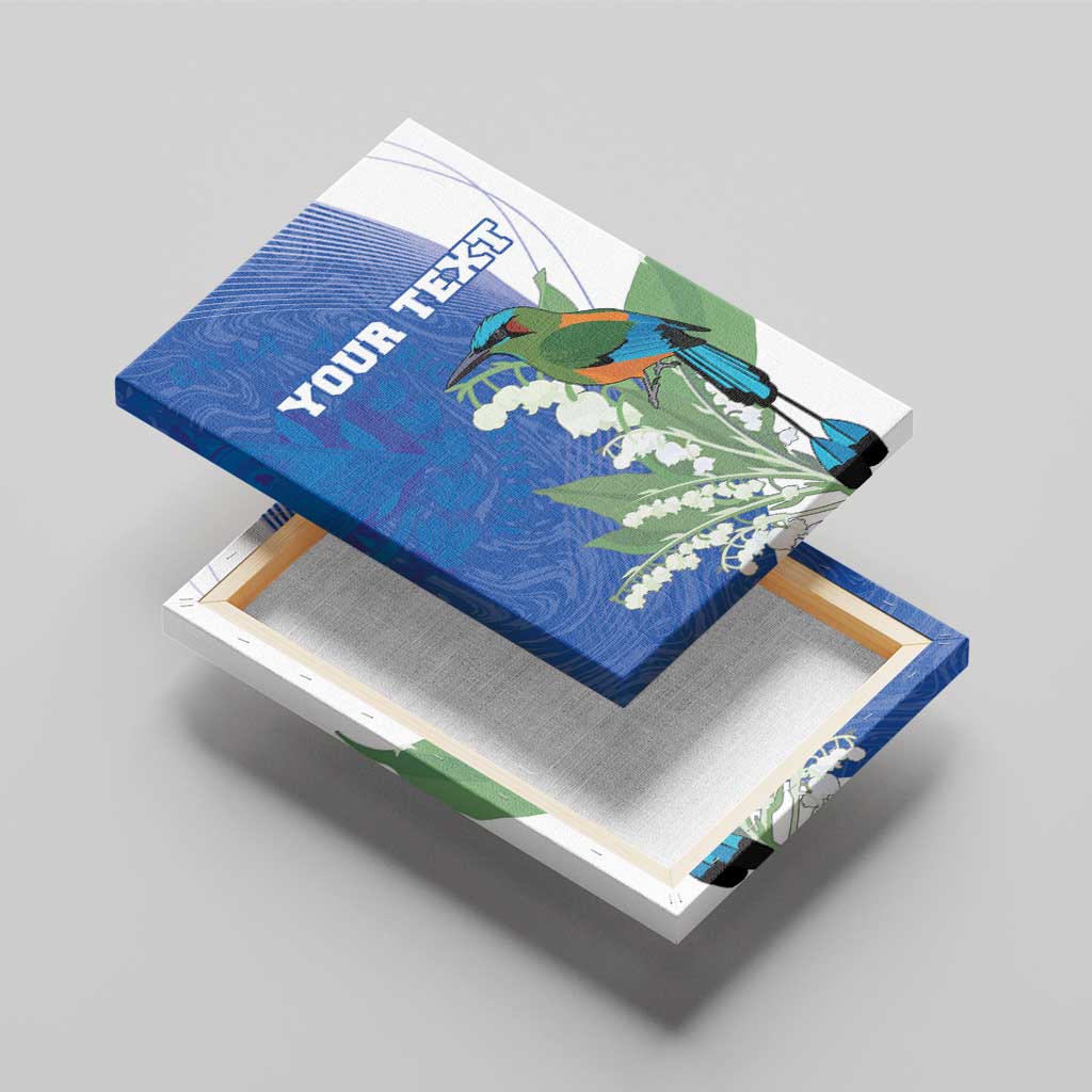 Personalized El Salvador Turquoise Browed Motmot Canvas Wall Art With Yucca Flowers - Wonder Print Shop