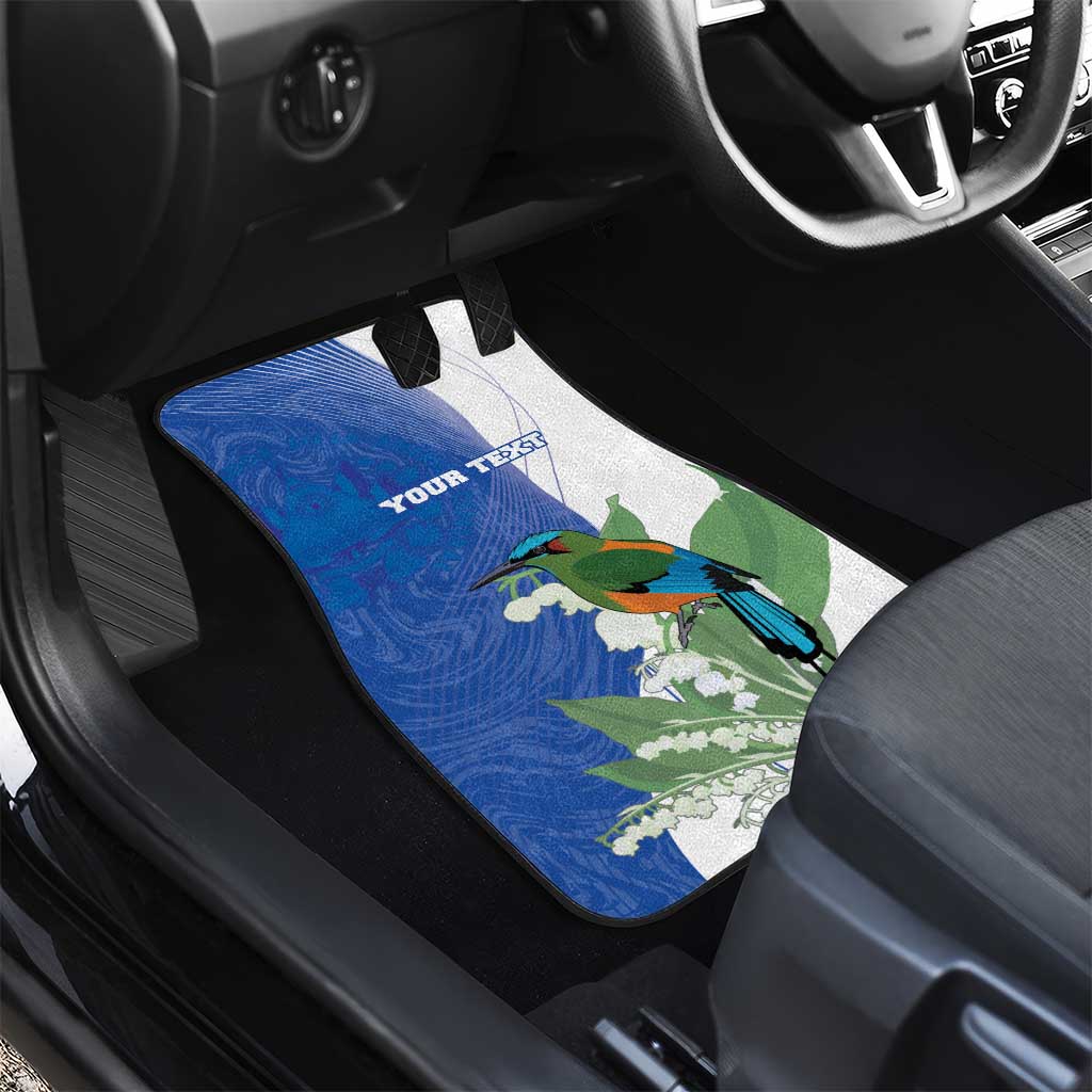 Personalized El Salvador Turquoise Browed Motmot Car Mats With Yucca Flowers - Wonder Print Shop