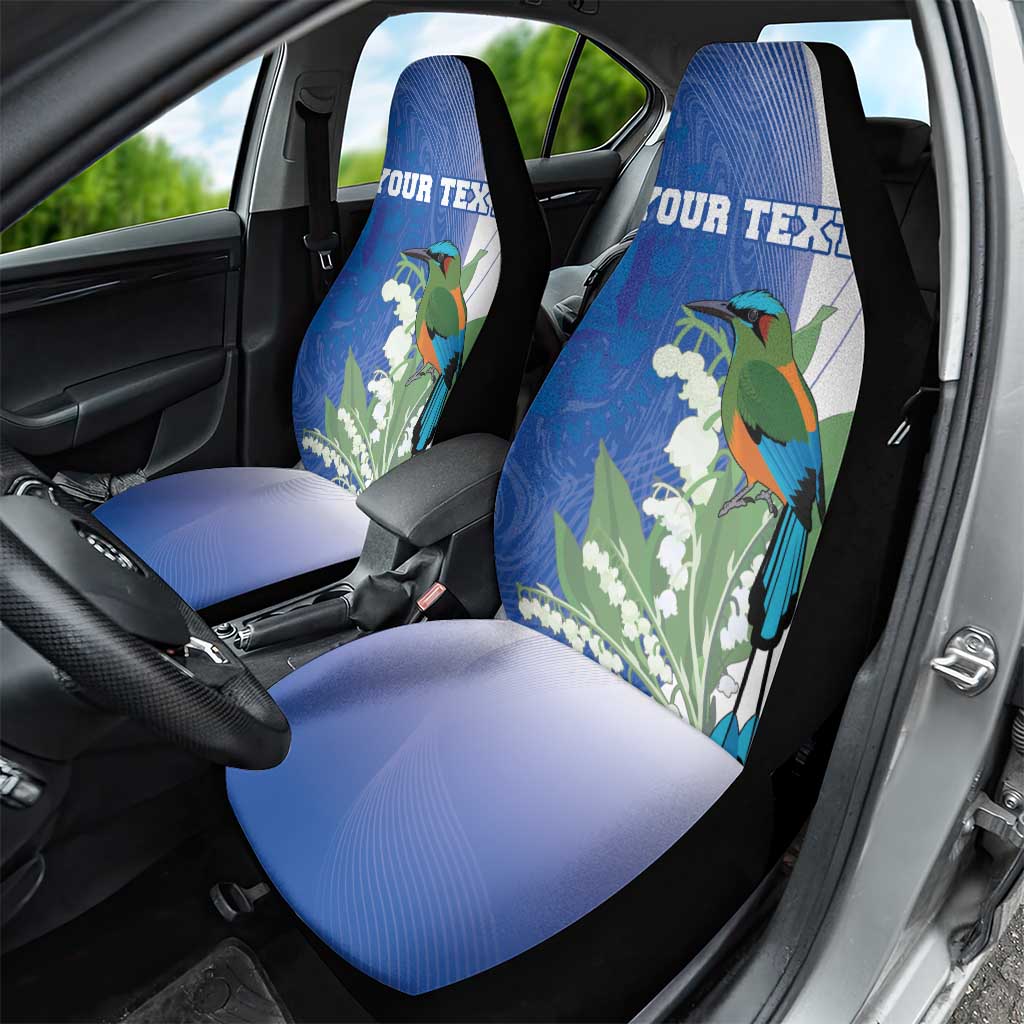 Personalized El Salvador Turquoise Browed Motmot Car Seat Cover With Yucca Flowers - Wonder Print Shop