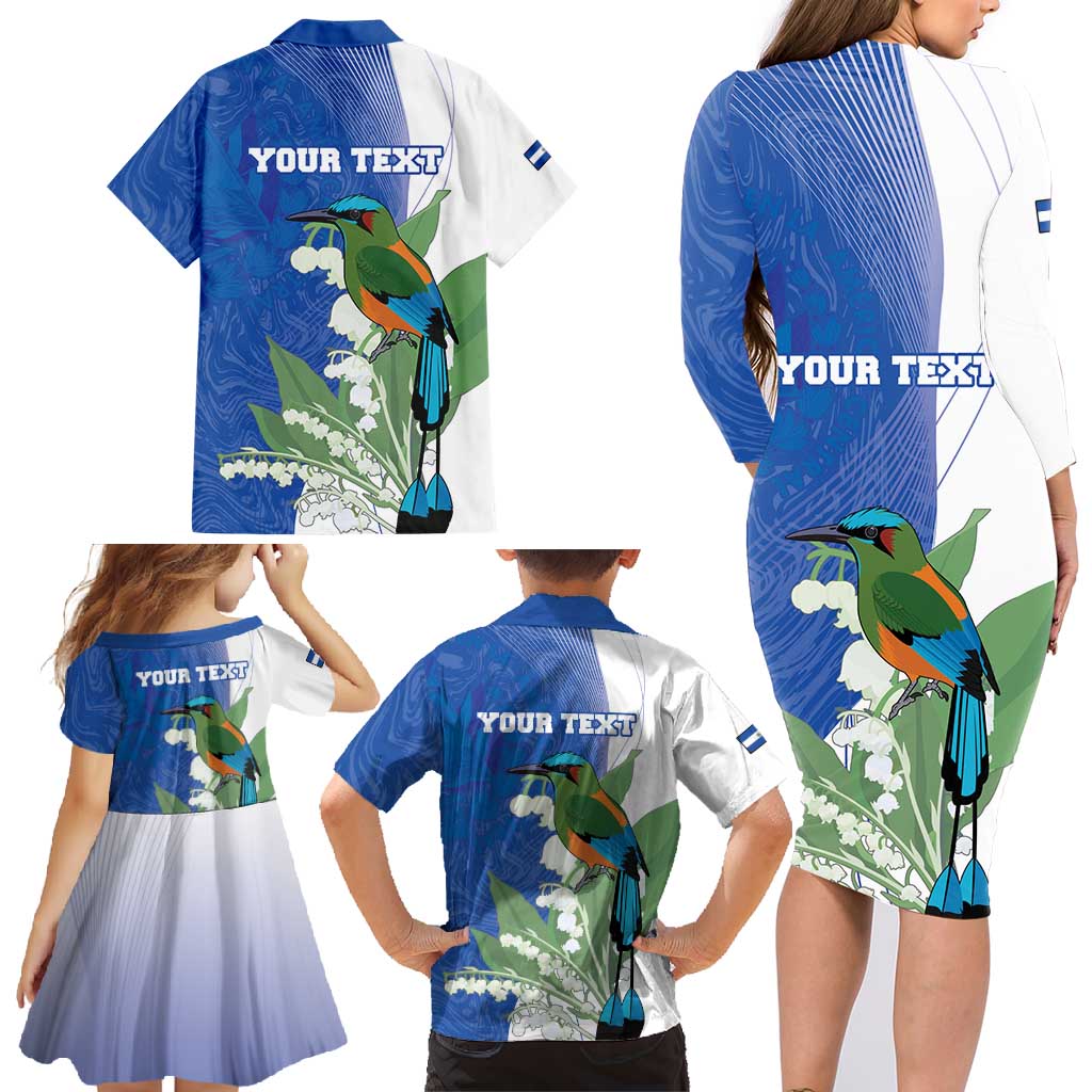 Personalized El Salvador Turquoise Browed Motmot Family Matching Long Sleeve Bodycon Dress and Hawaiian Shirt With Yucca Flowers - Wonder Print Shop