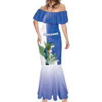 Personalized El Salvador Turquoise Browed Motmot Mermaid Dress With Yucca Flowers - Wonder Print Shop