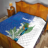 Personalized El Salvador Turquoise Browed Motmot Quilt With Yucca Flowers - Wonder Print Shop