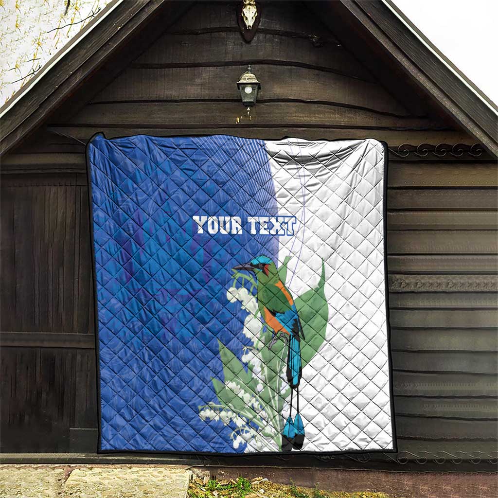 Personalized El Salvador Turquoise Browed Motmot Quilt With Yucca Flowers - Wonder Print Shop