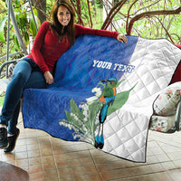 Personalized El Salvador Turquoise Browed Motmot Quilt With Yucca Flowers - Wonder Print Shop