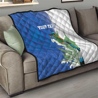 Personalized El Salvador Turquoise Browed Motmot Quilt With Yucca Flowers - Wonder Print Shop