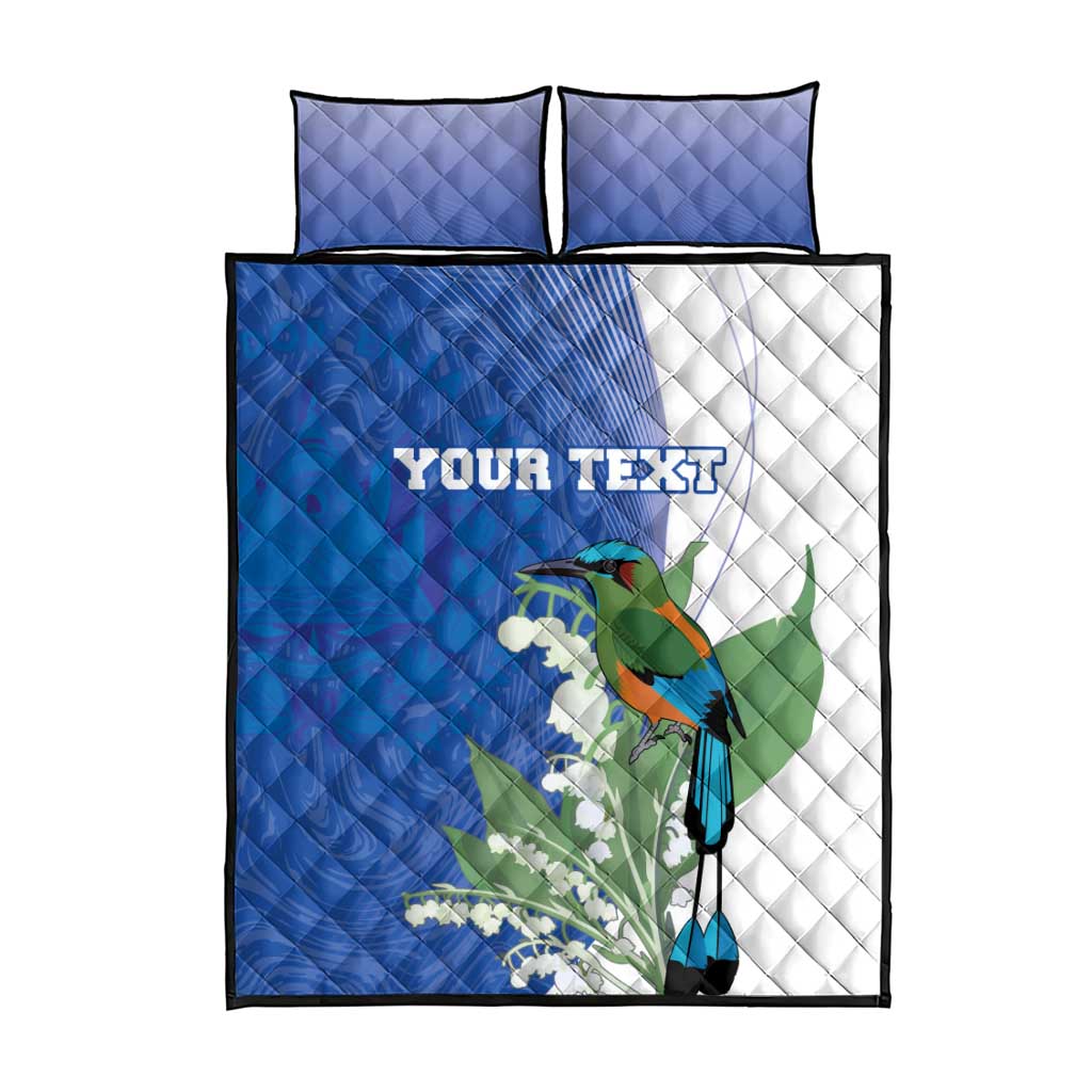 Personalized El Salvador Turquoise Browed Motmot Quilt Bed Set With Yucca Flowers - Wonder Print Shop