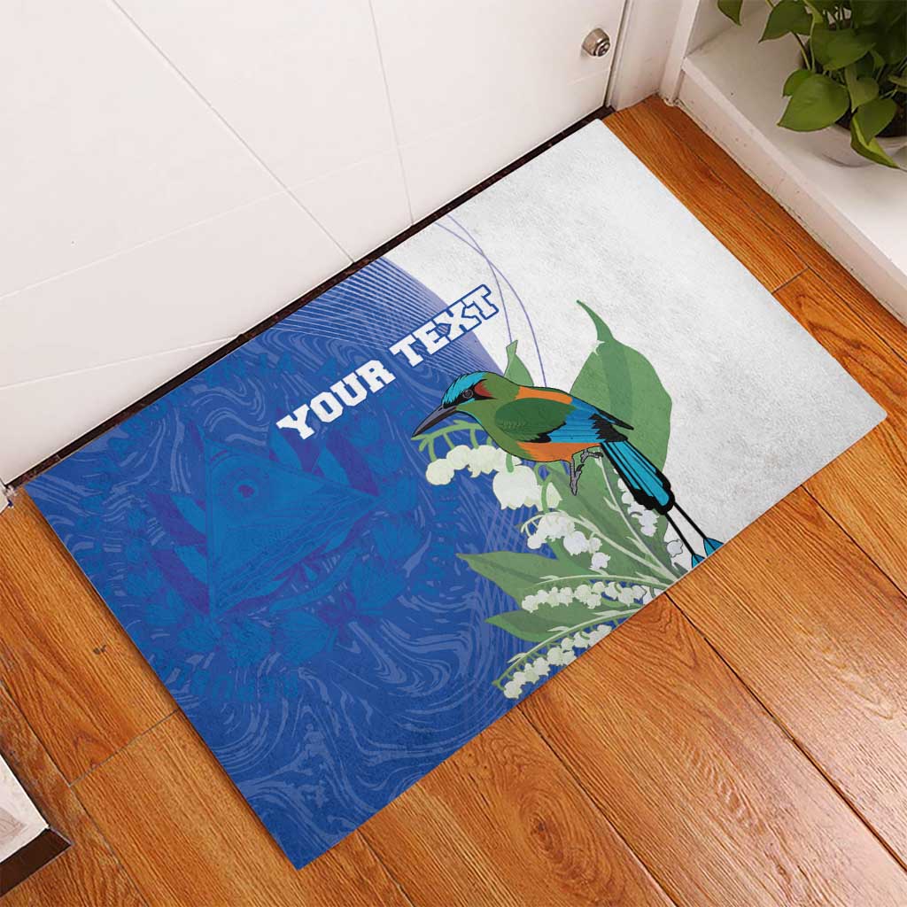 Personalized El Salvador Turquoise Browed Motmot Rubber Doormat With Yucca Flowers - Wonder Print Shop