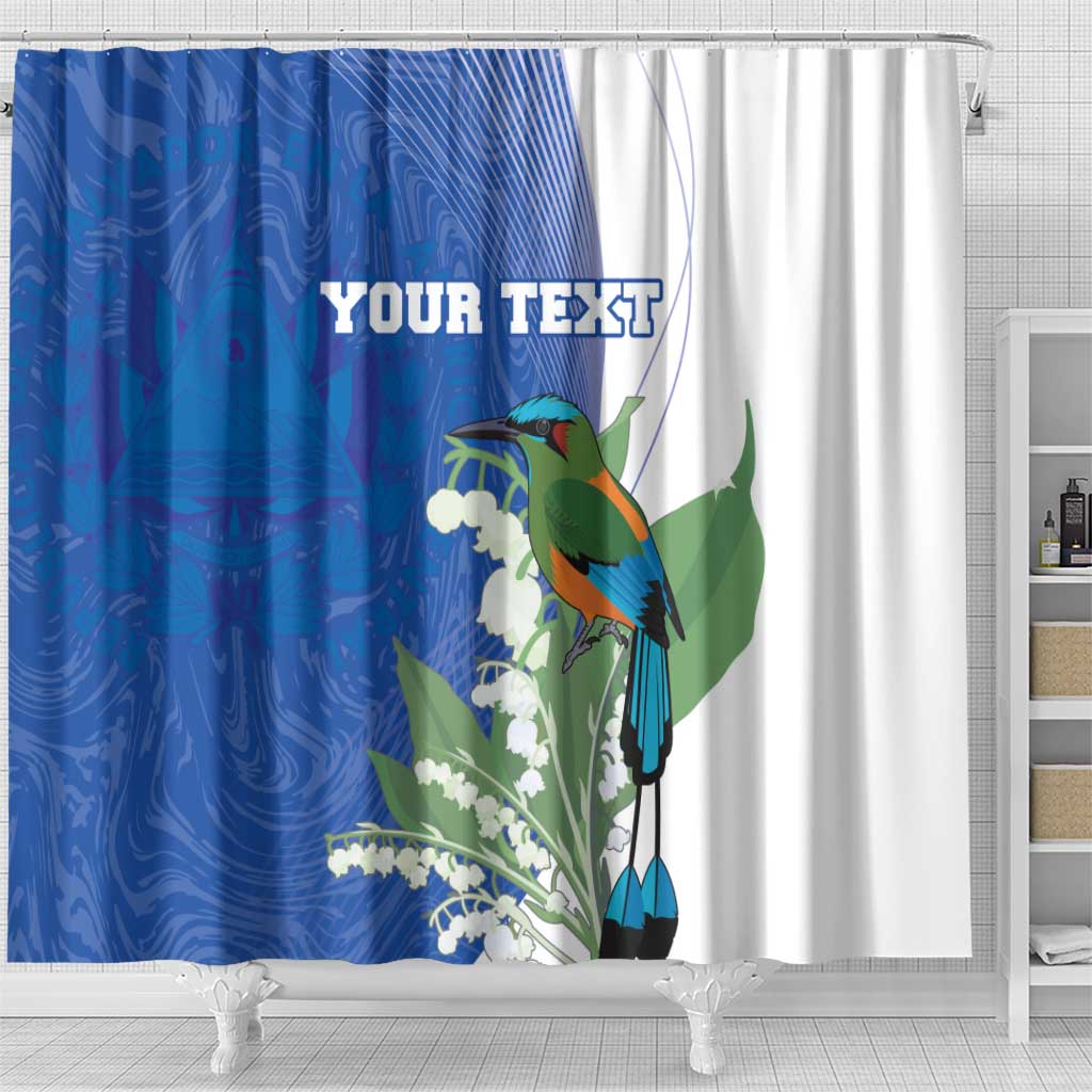 Personalized El Salvador Turquoise Browed Motmot Shower Curtain With Yucca Flowers