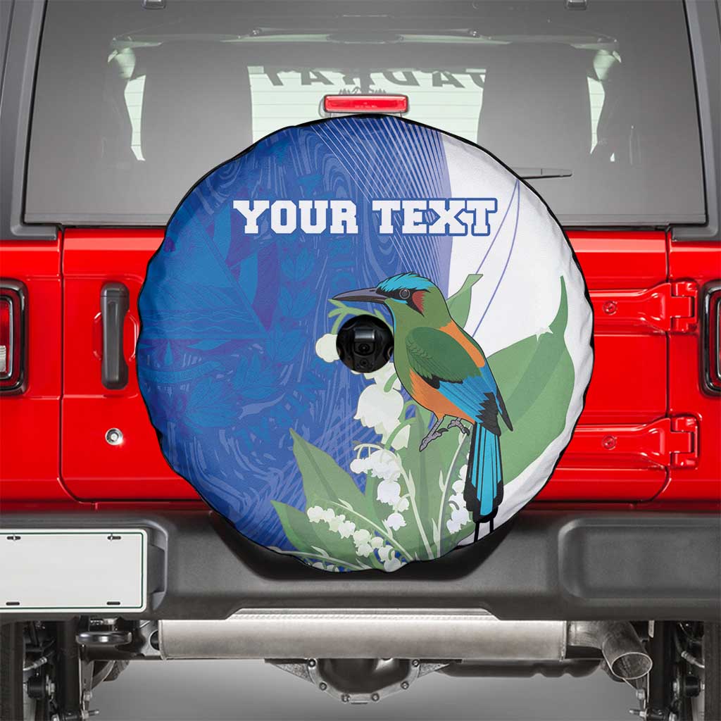 Personalized El Salvador Turquoise Browed Motmot Spare Tire Cover With Yucca Flowers - Wonder Print Shop