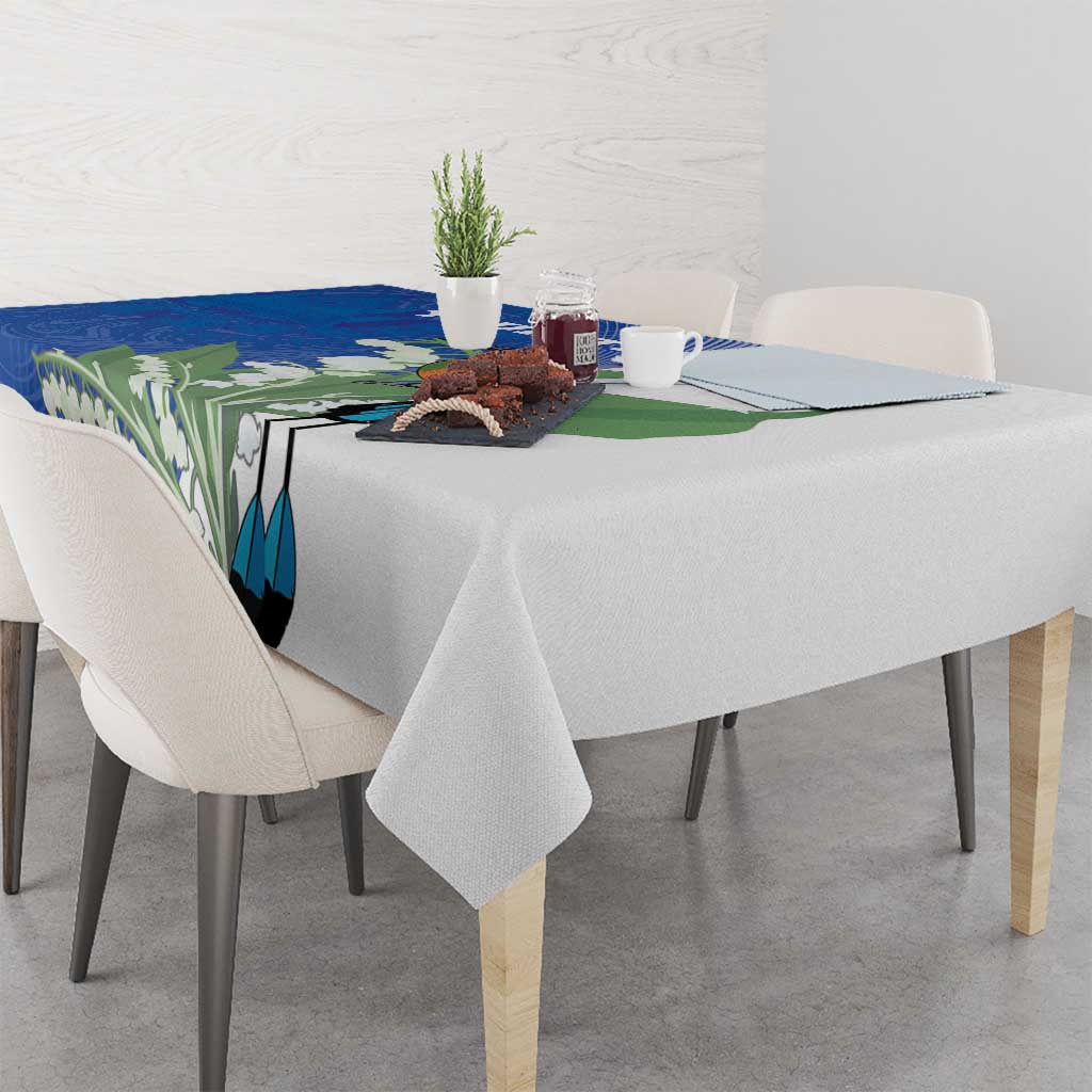 Personalized El Salvador Turquoise Browed Motmot Tablecloth With Yucca Flowers - Wonder Print Shop