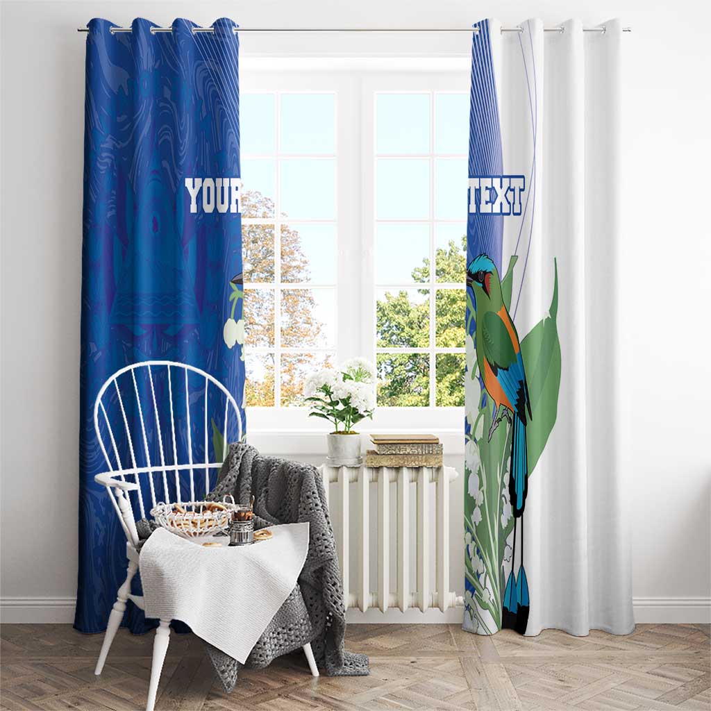 Personalized El Salvador Turquoise Browed Motmot Window Curtain With Yucca Flowers - Wonder Print Shop