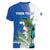 Personalized El Salvador Turquoise Browed Motmot Women V-Neck T-Shirt With Yucca Flowers - Wonder Print Shop