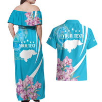 Personalized Honduras Independence Day Couples Matching Off Shoulder Maxi Dress and Hawaiian Shirt With White Tailed Deer - Wonder Print Shop