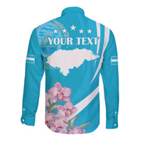 Personalized Honduras Independence Day Long Sleeve Button Shirt With White Tailed Deer - Wonder Print Shop